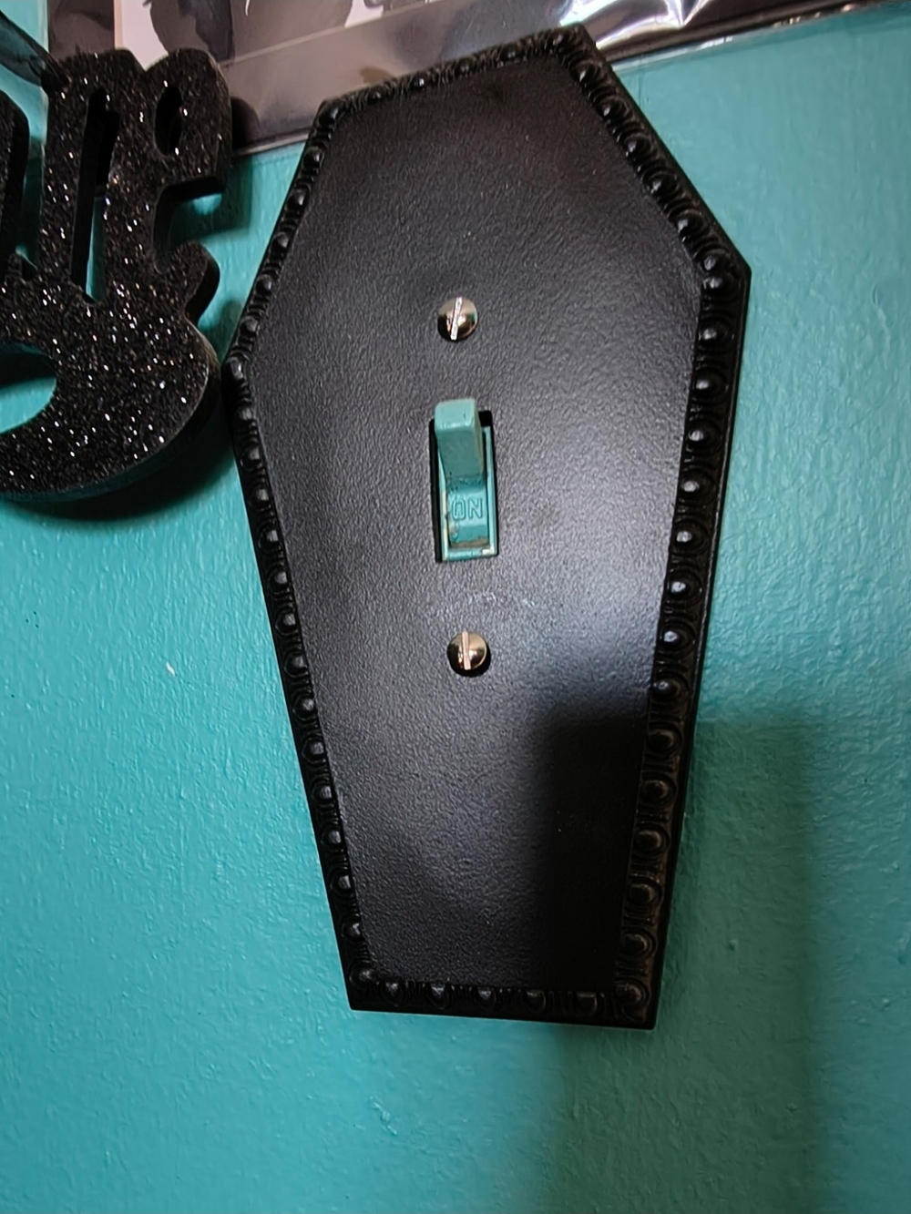 Gothic Black Coffin Wall Light Switch Halloween Decor Vamp Witchy Dark Academia